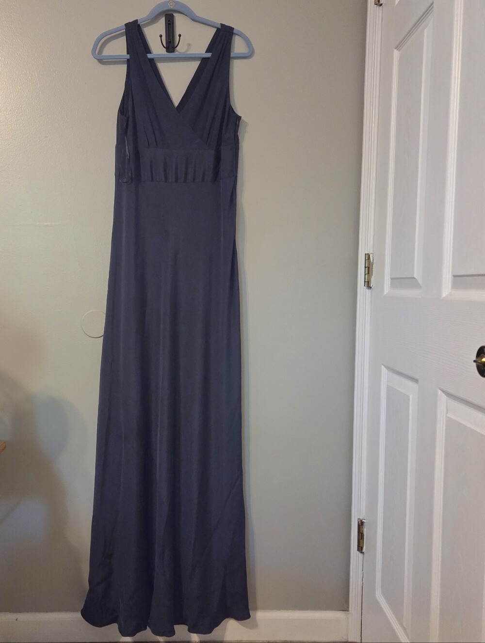J.Crew Women’s 100% Silk Blue Elegant Formal Gown Sz 14 Tall Quiet Luxury - Picture 3 of 6